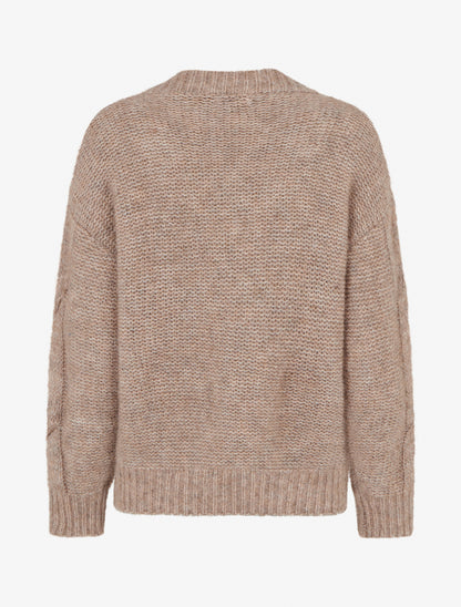 Pull droit en maille épaisse torsadée - Taupe - 2