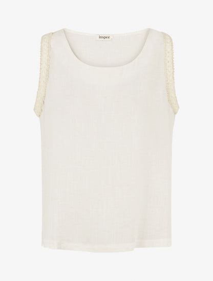 Top fluide uni sans manches - Crème - 1