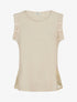Top uni à détail effet cordes et broderies ajourés - Beige - 1
