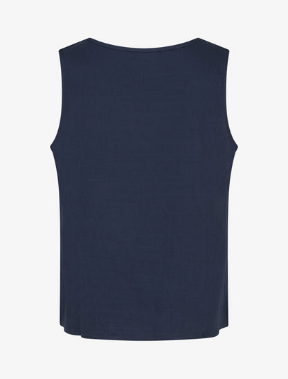 Top uni à détail broderies vagues - Marine - 2