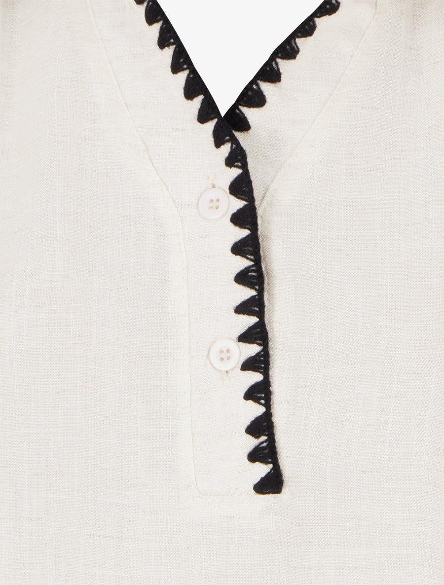 Chemisier sans manches à col brodé - Écru - 3