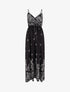 Robe longue imprimé arabesque fleuri - Noir - 1