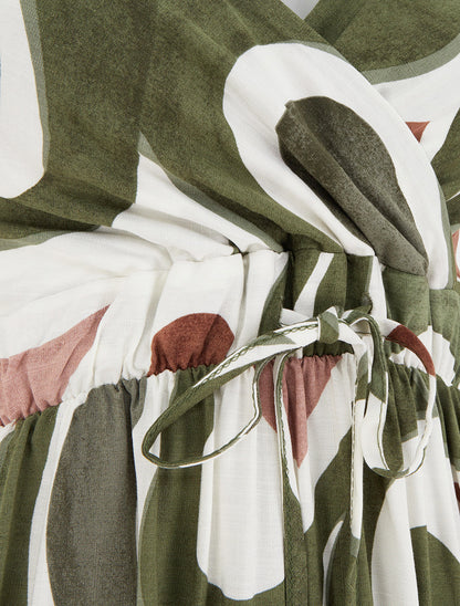 Robe longue imprimé fantaisie - Kaki - 3