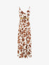 Robe longue évasée imprimé grandes fleurs - Marron - 1