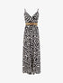 Robe longue évasée imprimé courbes fantaisies - Noir - 1