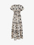 Robe longue manches courtes imprimé grandes feuilles - Noir - 1
