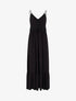 Robe longue unie à taille en dentelle - Noir - 1
