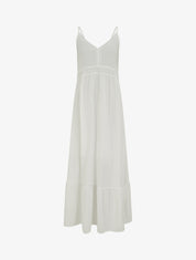 Robe longue unie à taille en dentelle - Blanc - 1