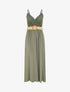 Robe longue unie à buste en dentelle - Kaki - 1