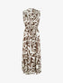 Robe longue imprimé stylisé à boutons décoratifs - Marron - 1