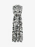 Robe longue imprimé stylisé à boutons décoratifs - Noir - 1