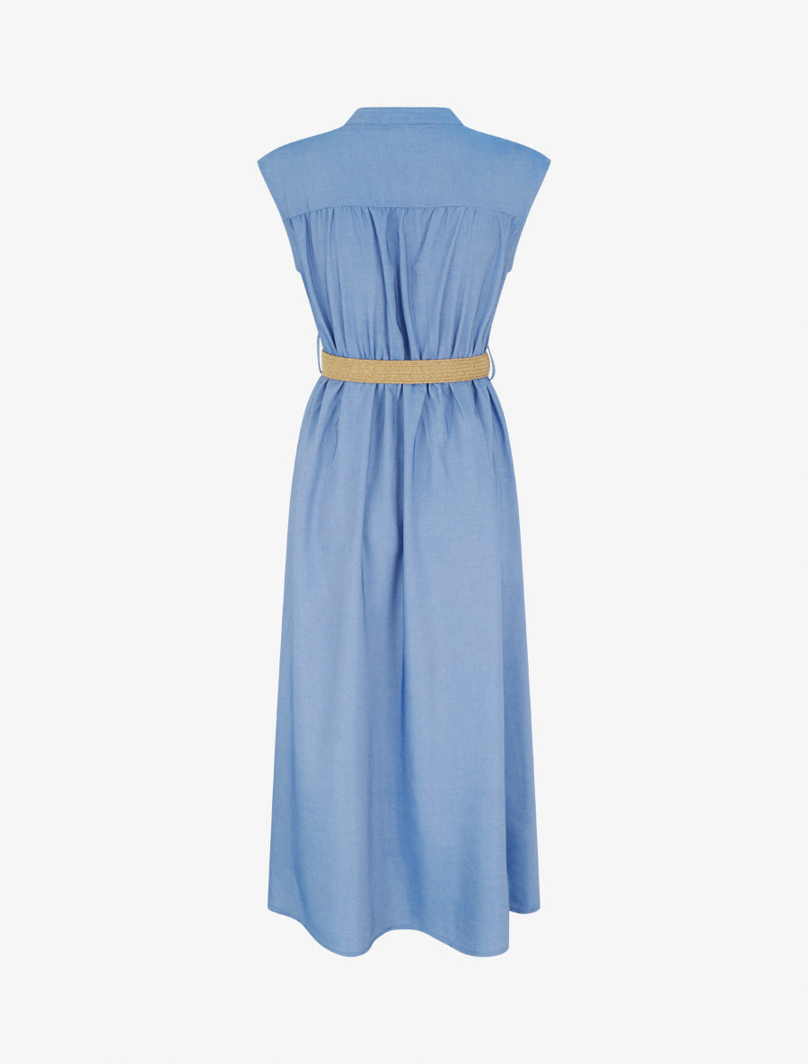 Robe longue sans manches à col boutonné - Bleu clair - 2