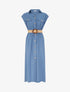 Robe longue unie boutonnée - Bleu - 1