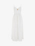 Robe longue unie à col V bijou - Blanc - 1