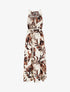 Robe imprimé feuilles à bretelles en cordelettes - Marron - 1