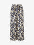 Pantalon élastiqué coupe droite imprimé fleuri - Marine - 1