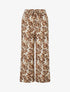 Pantalon élastiqué coupe droite imprimé fleuri - Marron - 1