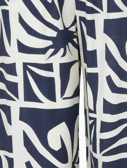 Pantalon élastiqué coupe droite imprimé graphique - Marine - 3