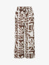 Pantalon élastiqué coupe droite imprimé graphique - Marron - 1