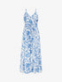 Robe longue à imprimé roses - Bleu - 1