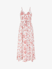 Robe longue à imprimé roses - Rose - 1