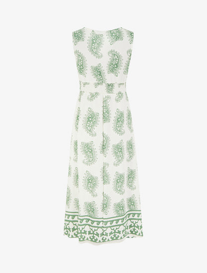 Robe imprimé foulard à col cache-coeur - Vert - 2