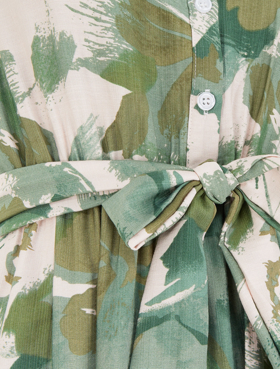 Robe longue style chemise imprimé abstrait - Vert - 3