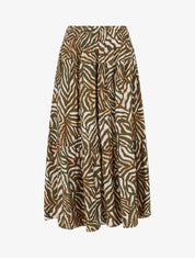 Jupe longue élastiquée graphique stylisé - Kaki - 1