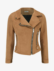 Jacke aus Wildlederimitat mit Reißverschluss - Kamel