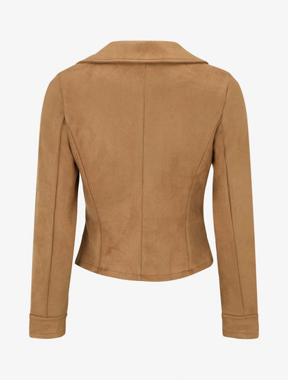 Jacke aus Wildlederimitat mit Reißverschluss - Kamel
