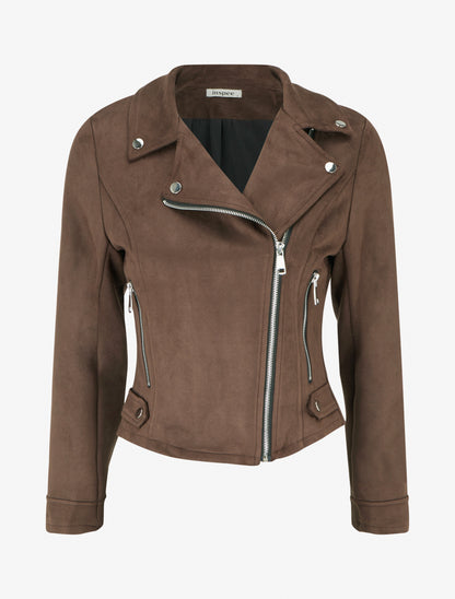 Jacke aus Wildlederimitat mit Reißverschluss - Braun