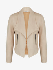 Jacke aus Wildlederimitat mit Schalkragen - Beige