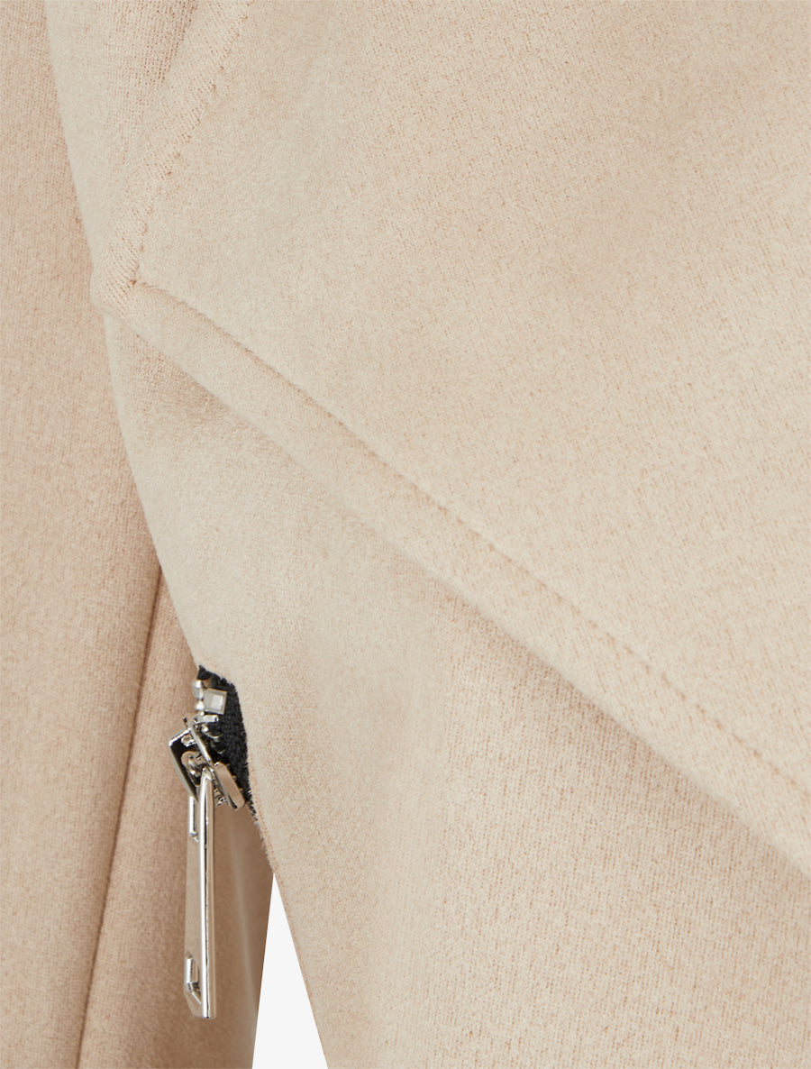 Jacke aus Wildlederimitat mit Schalkragen - Beige