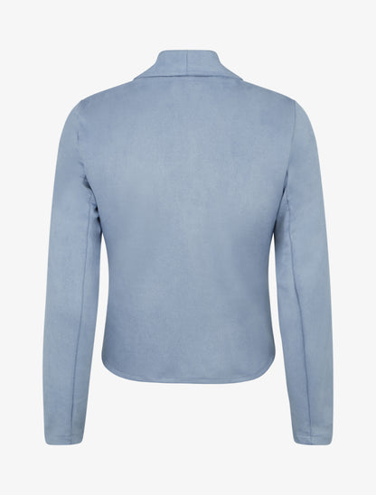 Jacke aus Wildlederimitat mit Schalkragen - Himmelblau