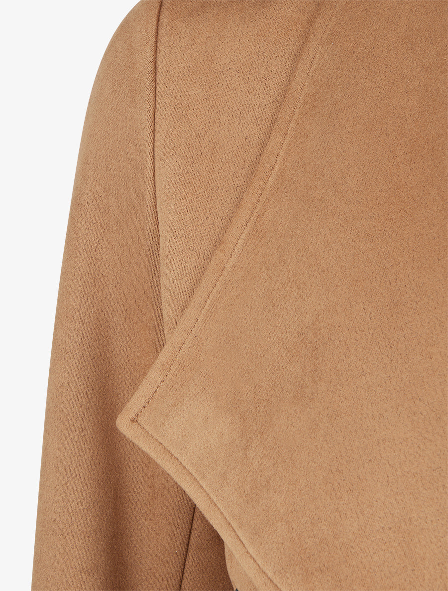 Jacke aus Wildlederimitat mit Schalkragen - Kamel