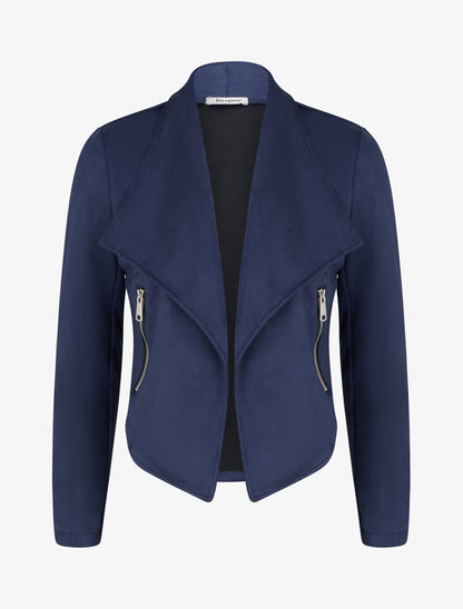 Jacke aus Wildlederimitat mit Schalkragen - Marine