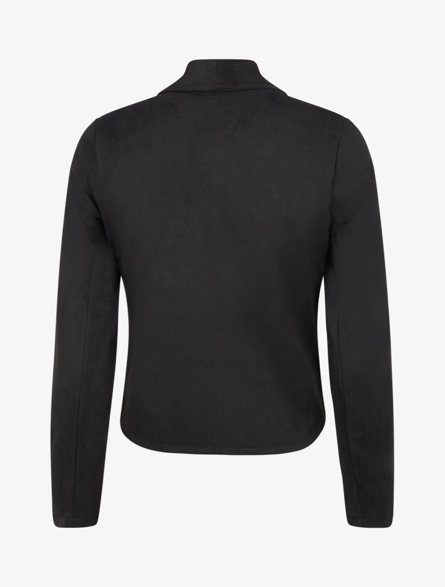 Jacke aus Wildlederimitat mit Schalkragen - Schwarz