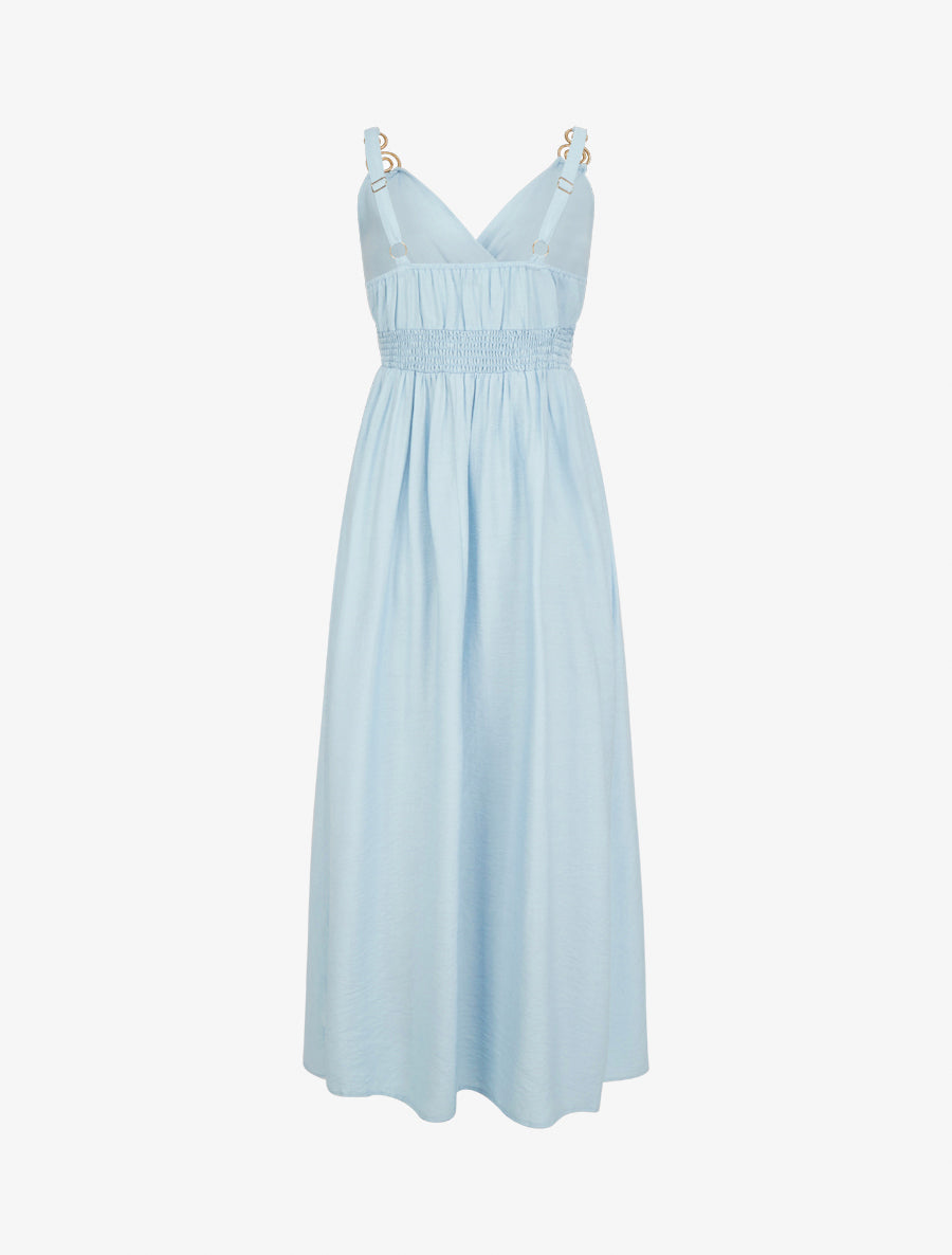 Robe longue à bretelles bijoux - Bleu ciel - 2