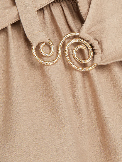 Robe longue à bretelles bijoux - Beige - 3