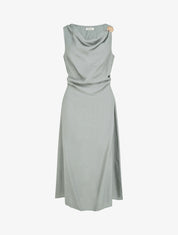 Robe longue sans manches à effet drapé - Vert/gris - 1