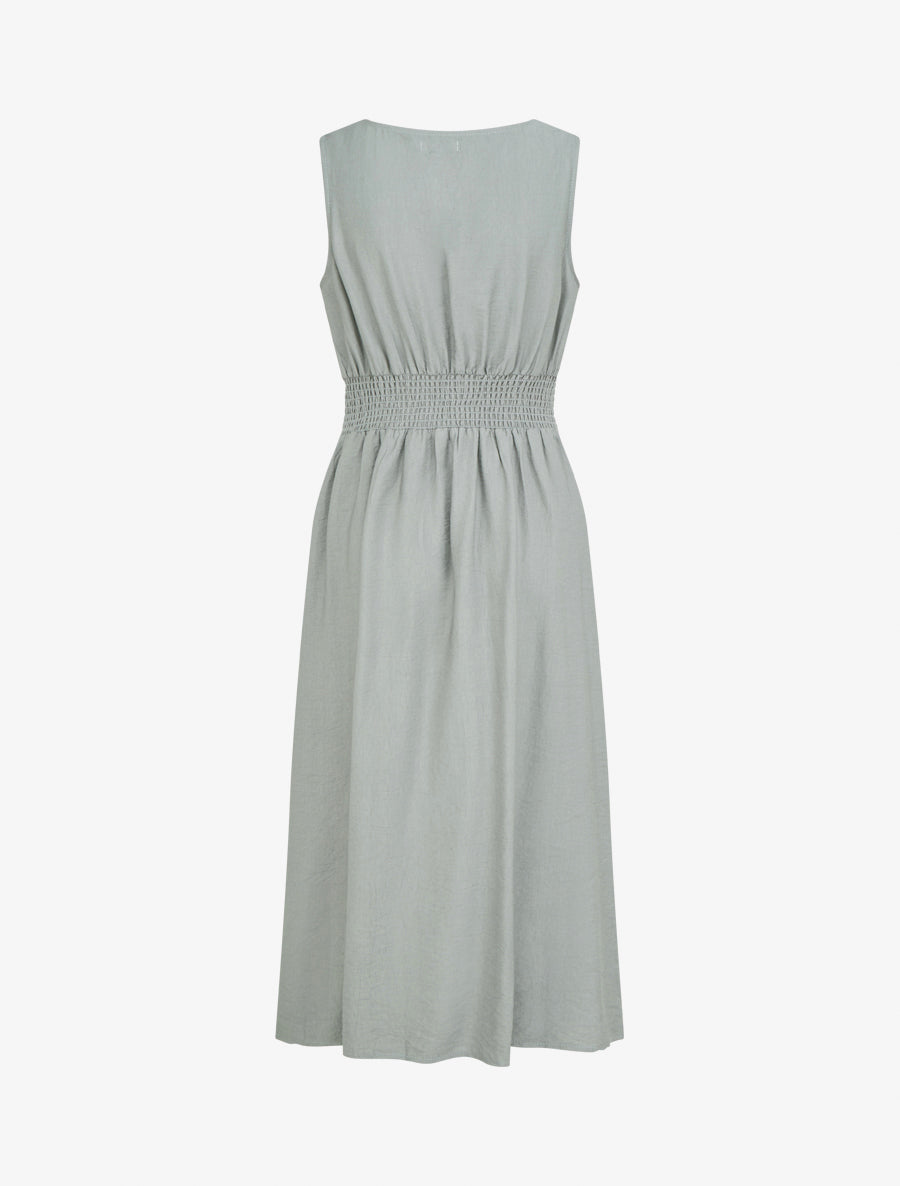 Robe longue sans manches à effet drapé - Vert/gris - 2