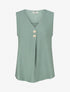 Top sans manches à col V boutonné - Vert clair - 1