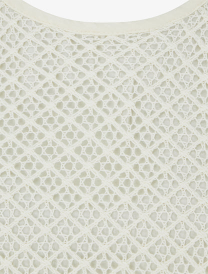 Top droit sans manches en crochet - Écru - 3