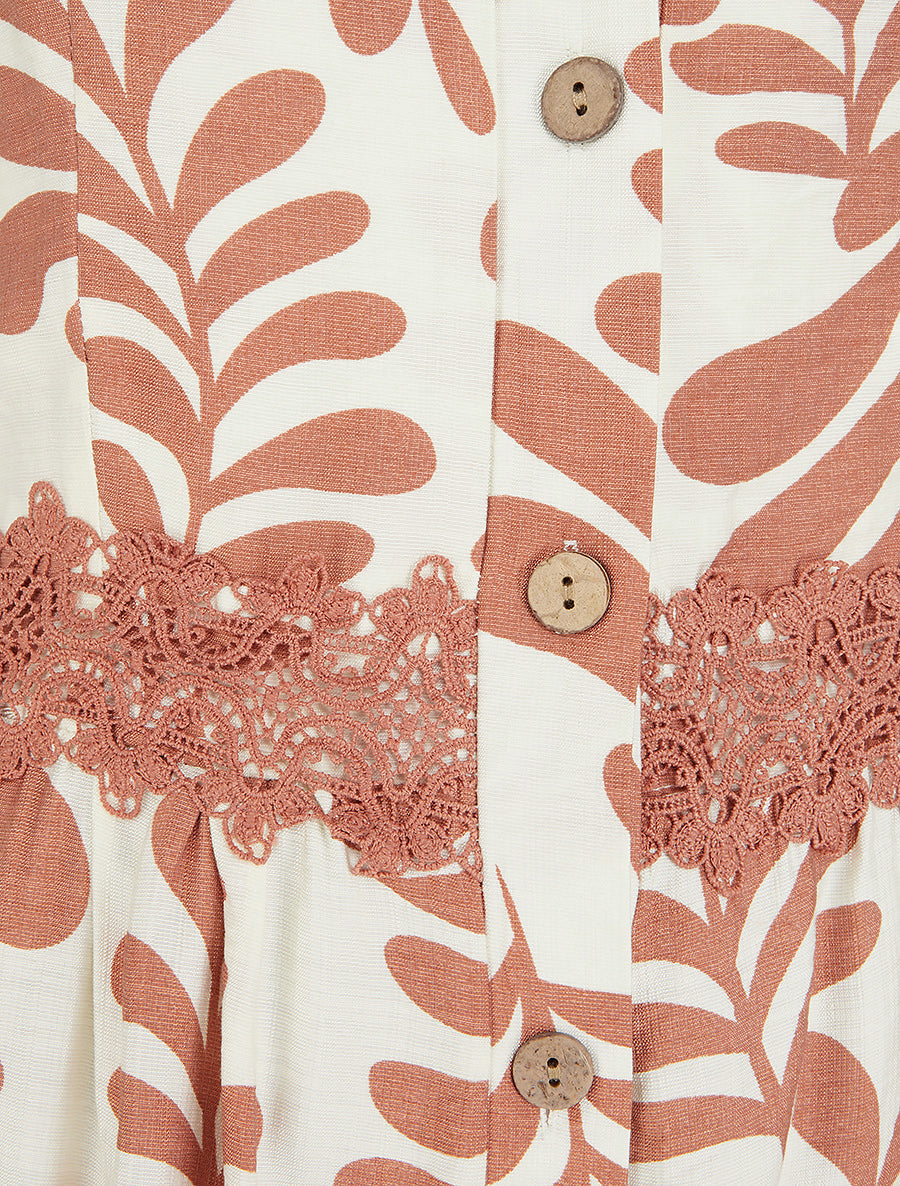 Robe évasée imprimé fantaisie - Vieux rose - 3
