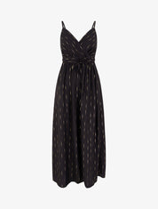 Robe élastiquée unie à détail irisé - Noir - 1