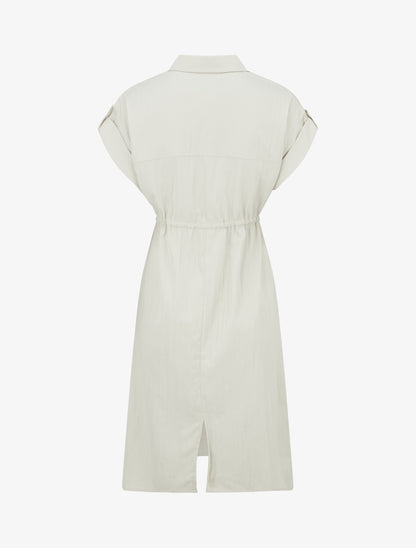 Robe droite unie à manches courtes - Beige - 2