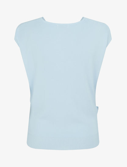 Top uni sans manches à col bénitier - Bleu ciel - 2