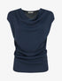 Top uni sans manches à col bénitier - Marine - 1