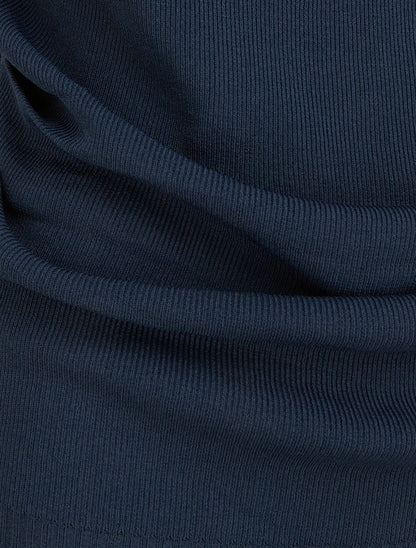 Top uni sans manches à col bénitier - Marine - 3