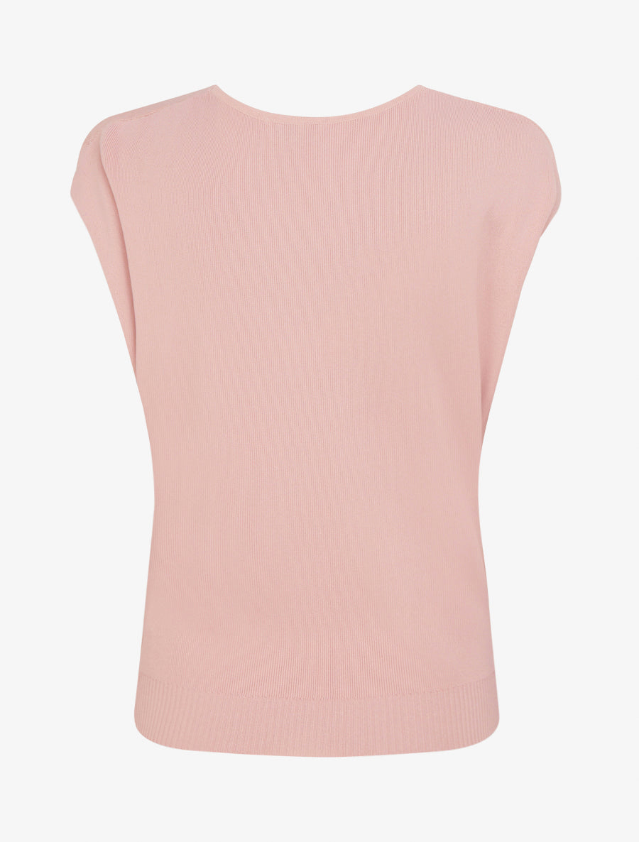 Top uni sans manches à col bénitier - Rose - 2